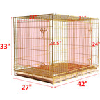 24-42" Copper Gold Wire Dog Crate GLD24/30/36/42