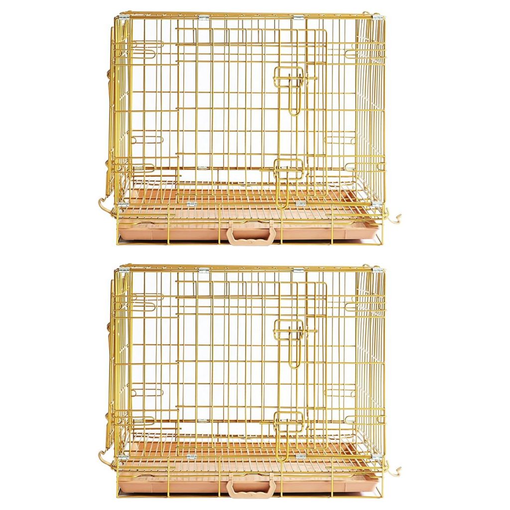 24-42" Copper Gold Wire Dog Crate GLD24/30/36/42