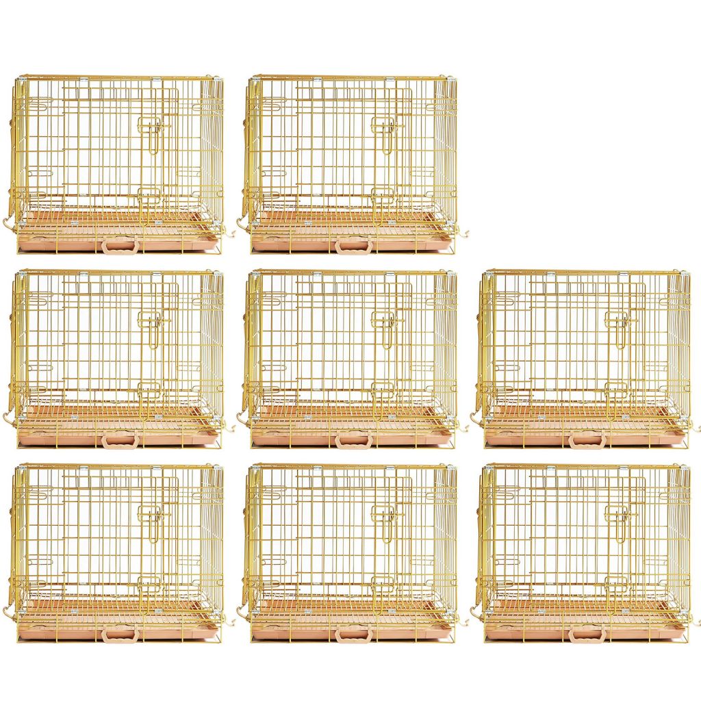 24-42" Copper Gold Wire Dog Crate GLD24/30/36/42