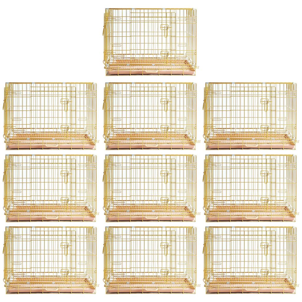 24-42" Copper Gold Wire Dog Crate GLD24/30/36/42