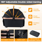3-in-1 Foldable Pet Stroller with Sun Shade and Safety Belt for up to 55 lbs Small Medium Dogs Cats-Black