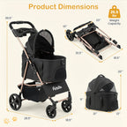3-in-1 Foldable Pet Stroller for Small to Medium Dogs
