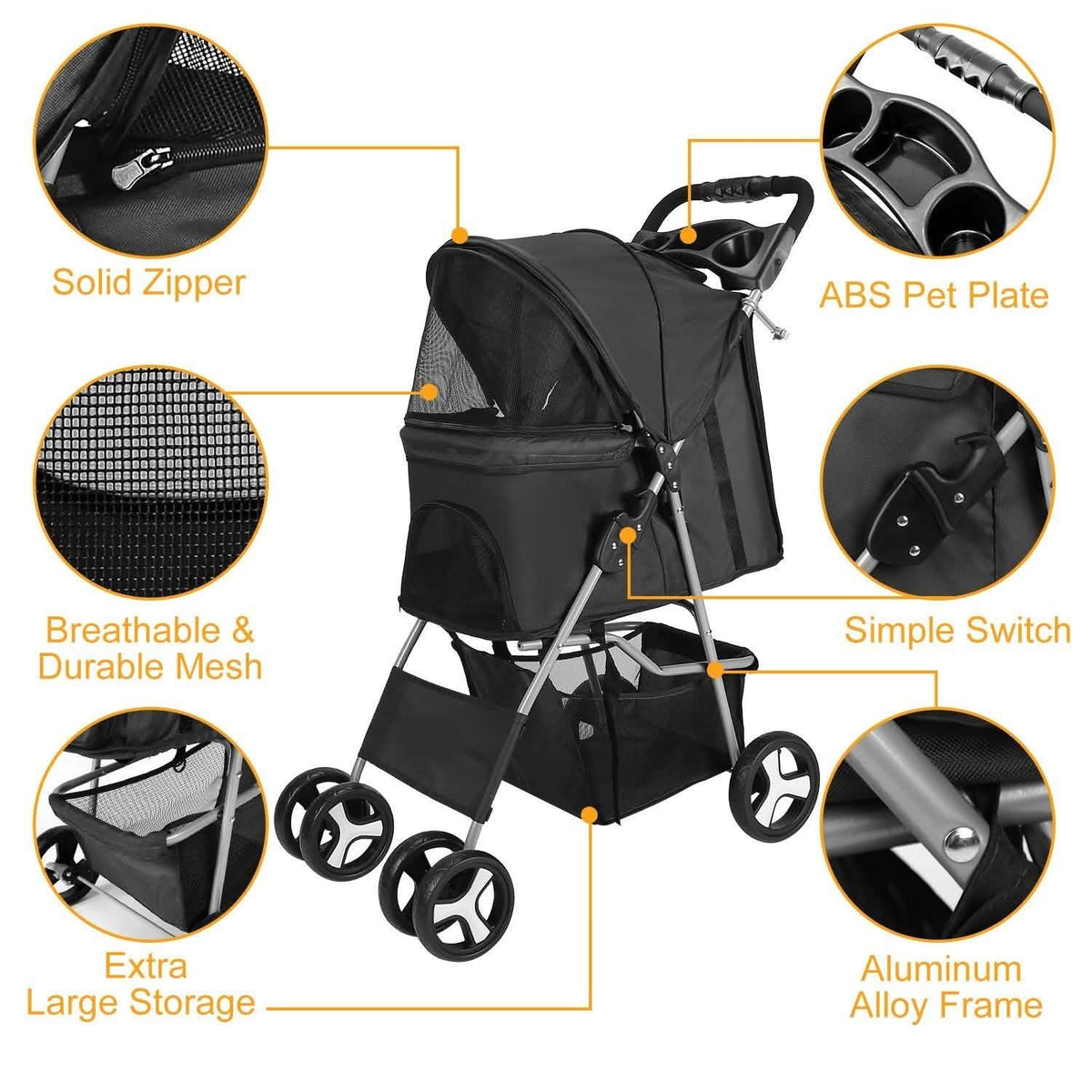 4 Wheels Pet Foldable Stroller
