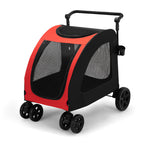 Foldable Pet Stroller For Multi Cats And Large Dogs Lightweight With 5 Screen Windows Secure Zipper Closure