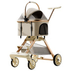 Luxury Cat Stroller With Detachable Pet Carrier, Foldable, Sturdy Alloy Frame
