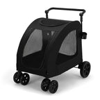 Foldable Pet Stroller For Multi Cats And Large Dogs Lightweight With 5 Screen Windows Secure Zipper Closure