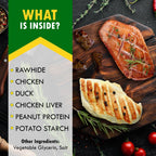 Rawhide Treats for Dogs Duck & Chicken Grain-Free Chews Dental Support