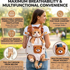 Cute Bear Pet Front Carrier Backpack, Hands Free Chest Carry Bag For Small Dogs Cats, Breathable Legs Out Design Adjustable Secure Buckles For Daily Walking Travel