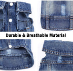 Pet Dog Cat Blue Denim Jeans Jacket Coat Vest