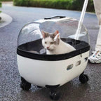 New Transparent Capsule Pet Travel Trolley Carriers Bag Stroller for 10kg Puppies Dogs Cat with Wheel