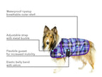 Derby Originals Ruff Pup Arctic Purple Plaid Dog Coat – 1200D Waterproof Ripstop, 150g Insulated Winter Jacket, Breathable 3-Layer Design, Adjustable Fit, 2-Year Warranty