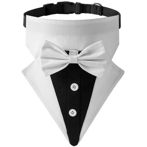 Black and White Dog Tuxedo Bandana Collar