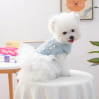 Bride Apparel For Dogs Autumn Denim Coat With Tutu Skirt Pet Dresses For Small Puppy Animal Cat Dachshund Suit Chihuahua Clothes