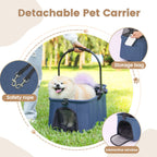 3 in 1 Dog Stroller, Upgraded Frame, Up to 44lbs Pet Stroller with Dog Poop Bags & Dispenser, Zipperless Entry, Storage Basket &