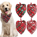 Dog Bandanas Large Pet Scarf Christmas Snow Print Dog Cotton Plaid WashableBow Ties Collar Cat Dog Scarf Large Accessories