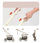 3-in-1 Pet Stroller for Cats & Dogs Detachable Carrier  Storage Basket One-Hand Fold & 4-Wheel Brakes  cat carrier dog carrier