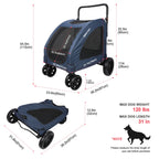 Heavy Duty Dog Stroller for Large Dogs up to 120 lbs, Foldable Pet Wagon with 360° Wheels, All-Round Ventilation, Front & Rear Z
