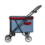 Folding Pet Stroller Cabin with Top Mesh Doo for Dogs and Cats Shock Absorber Swivel Front Wheel,Rear Wheel with Foot Brakes