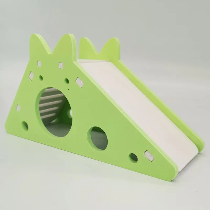 Assembled Hamster Slide Toy Guinea Pig Golden Bear Wooden Colorful Hamster House Small Pets Cage Toys Hamster Accessories