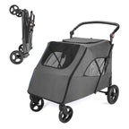 Pet Stroller for Large Dogs,Up to 66lbs Pet Pram Adjustable Handle, Folding Dog Buggy, XXL Storage Double Pet Pram for Cats