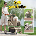 3-in-1 Pet Stroller for Cats & Dogs Detachable Carrier  Storage Basket One-Hand Fold & 4-Wheel Brakes  cat carrier dog carrier