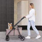 Foldable Dog Stroller Portable Dog Buggy 4 Wheel Pet Stroller Pushchair Travel Carriage Stroller Cart with Fashion  bag