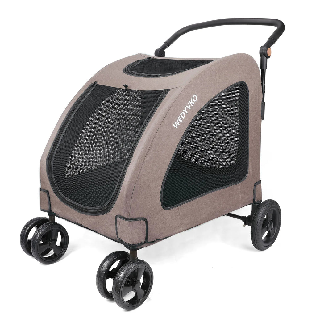 Heavy Duty Dog Stroller for Large Dogs up to 120 lbs, Foldable Pet Wagon with 360° Wheels, All-Round Ventilation, Front & Rear Z