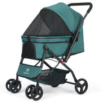 Dog Stroller, Pet Stroller for Medium Dogs Cats, with Dog Poop Bags, Reversible Handlebar, Tethers, Storage Basket and Pouch