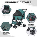 Dog Stroller, Pet Stroller for Medium Dogs Cats, with Dog Poop Bags, Reversible Handlebar, Tethers, Storage Basket and Pouch