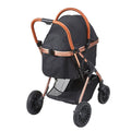 Pet Stroller, 4 Wheels Dog Stroller Rotate with Brakes, 66 lbs Weight Capacity, Puppy Stroller with Detachable Carrier, Storage Basket and Pet Pad, for Small to Medium Sized Dogs, Black