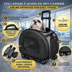 Pet Life ® 'Final Destination' Airline Approved 2-in-1 Tough-Shell Wheeled Collapsible Travel Fashion Pet Dog Carrier Crate