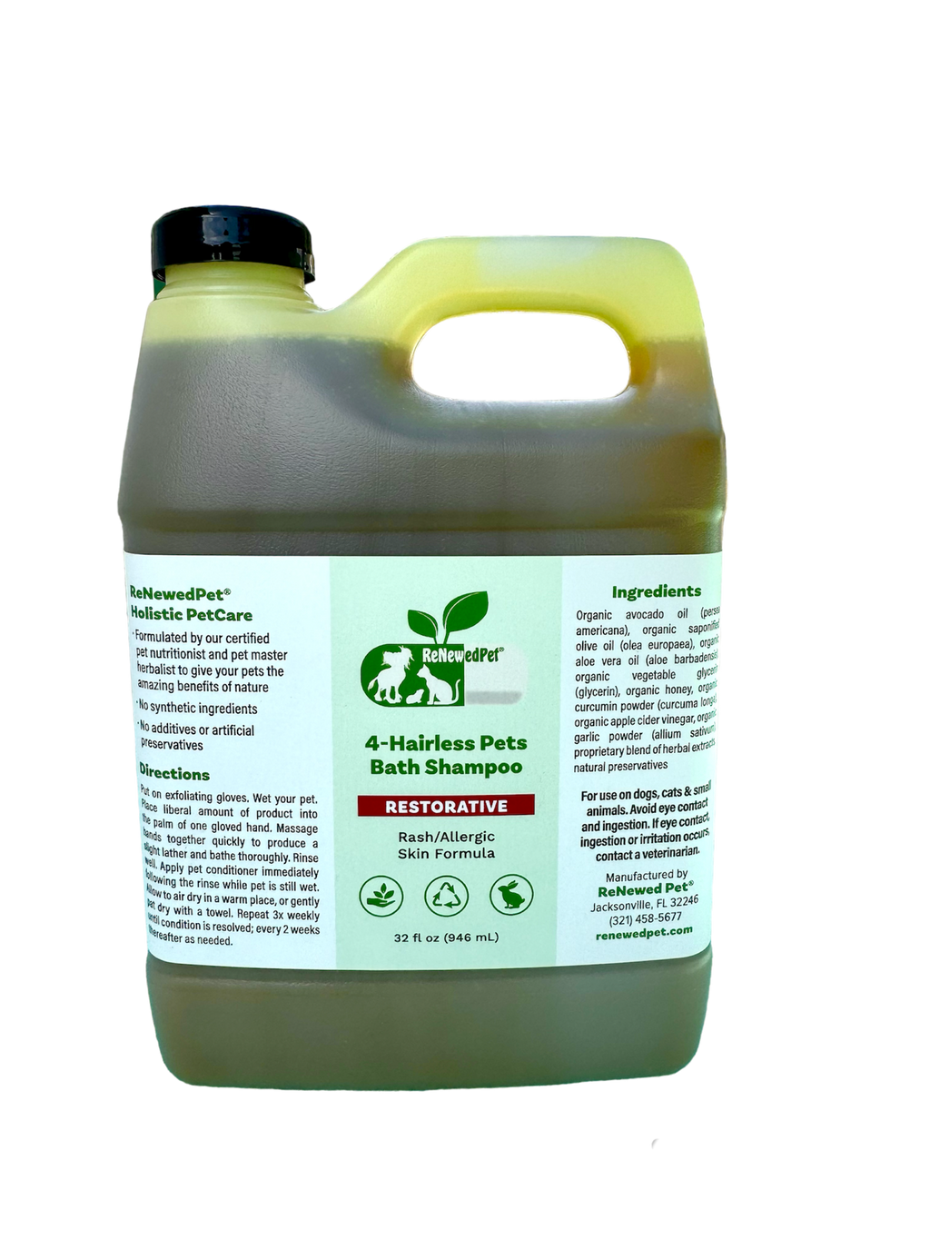 4-HAIRLESS PETS RESTORATIVE BATH SHAMPOO